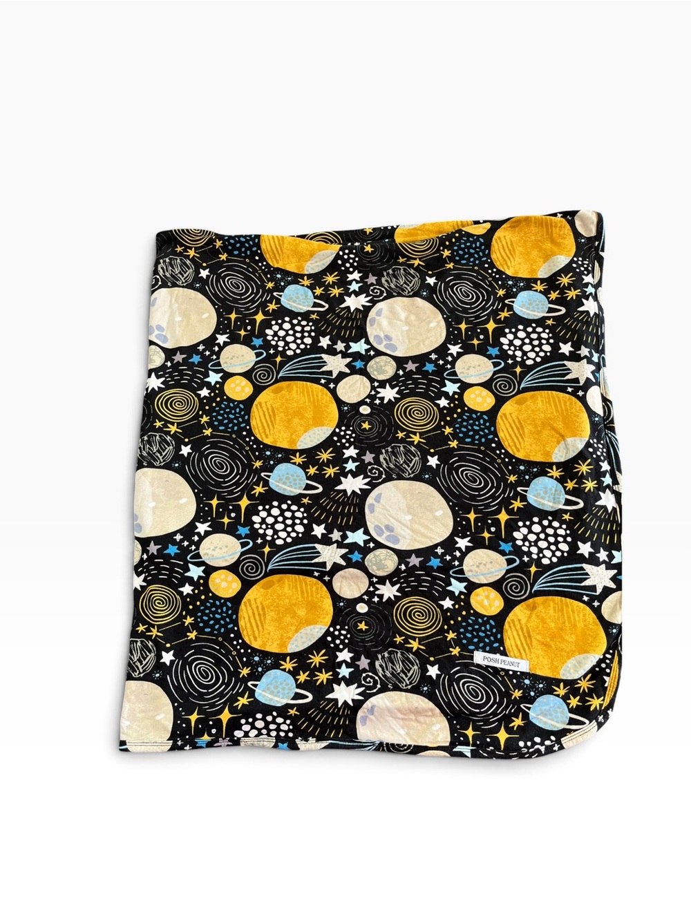Posh Peanut Space Planet Black, Gold & Blue Baby Blanket